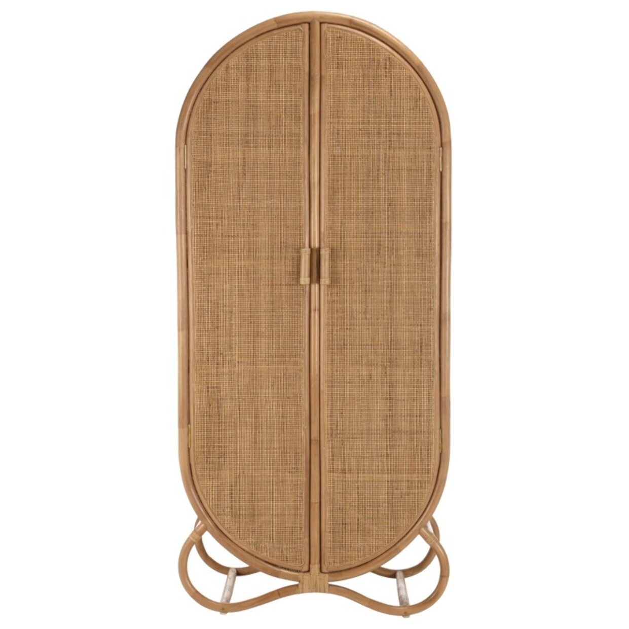 KALLY - Armoire en rotin 2 portes en cannage couleur brun miel