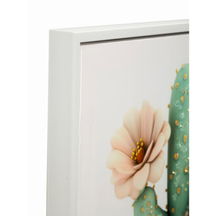 STAMPA SU TELA LACCATA C/CORNICE VASETTO CACTUS -D- CM 40X2,8X40