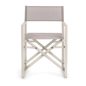 Set sedie regista da giardino KONNOR in textilene tortora e struttura in alluminio beige