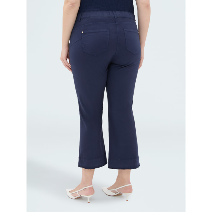 Fiorella Rubino - Pantalones Kick Flare de algodón ligero - Azul