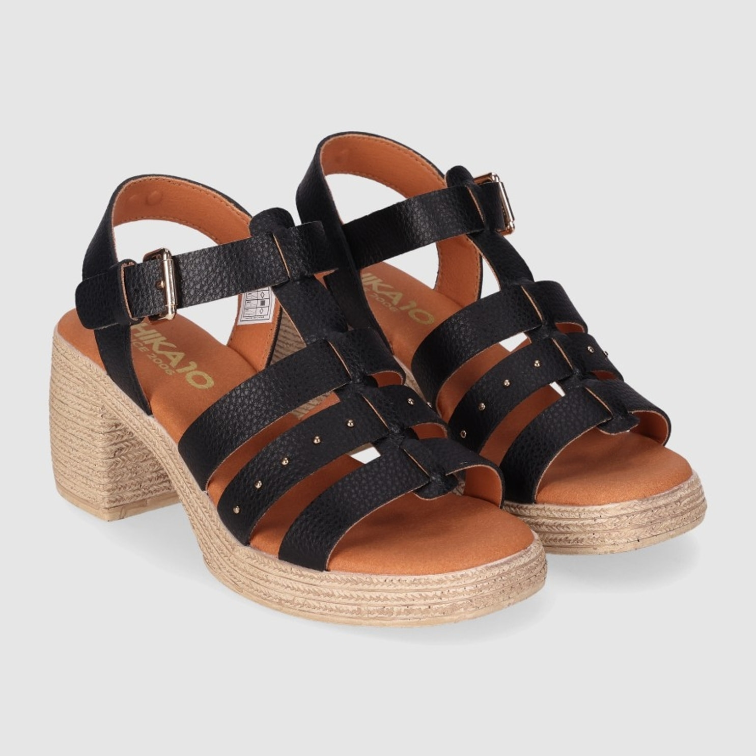 Sandalias de Piel - Negro - Tacón: 7 cm