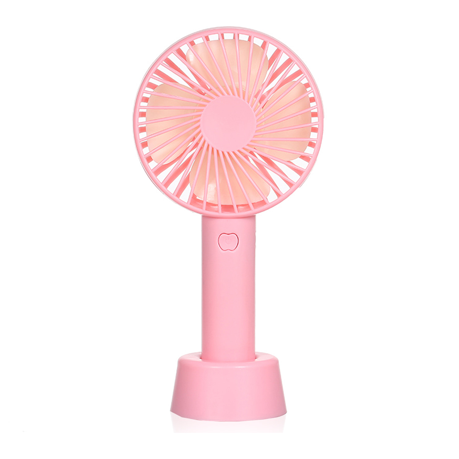 Mini ventilatore portatile con batteria e supporto da scrivania.