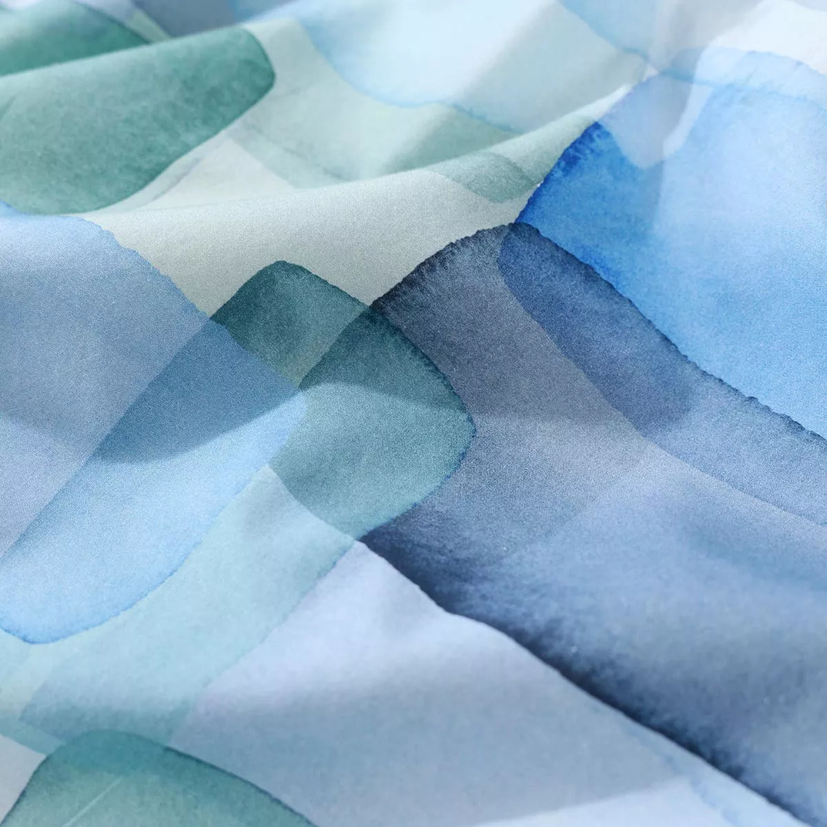 Lot h.couette +taies percale de coton 115 g/m² imprimé bleu vert Ondine mineral