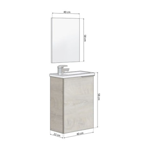 Mueble de baño con espejo Sense 1 puerta Roble Alaska