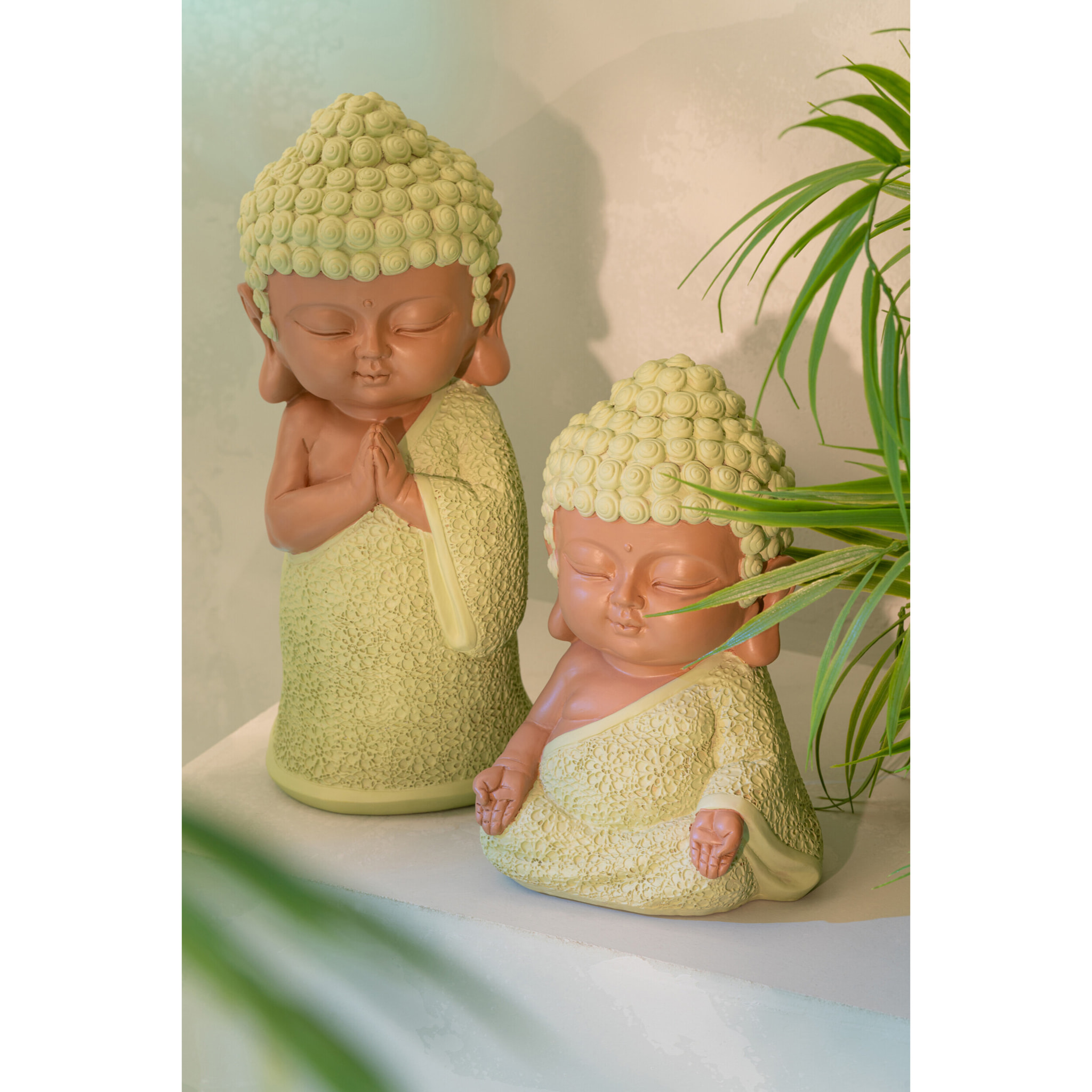 J-Line Moine Priant décoratif - polyrésine - vert menthe