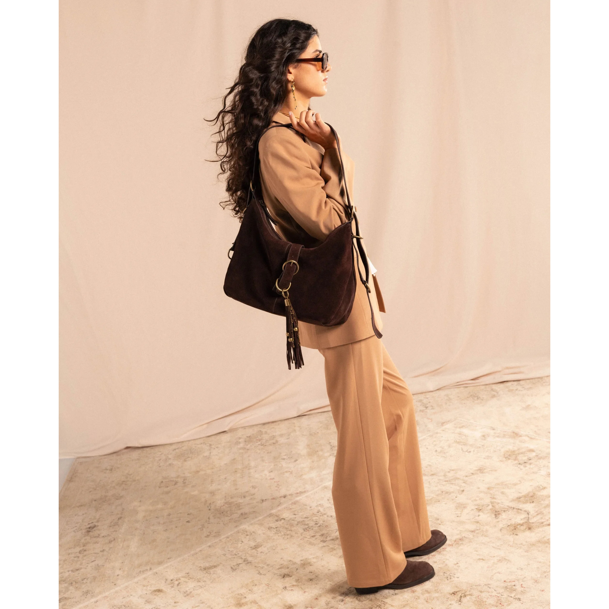 Pantalón recto de traje de cintura baja de mujer