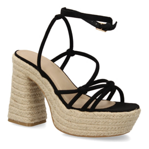 Sandalia de tacón de yute para mujer, comodas y elegantes, diseño moderno con tiras cruzadas