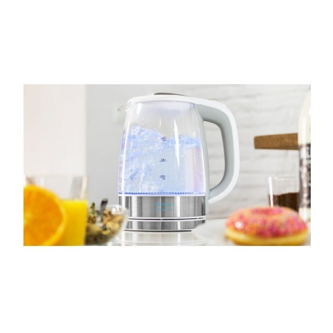 Cecotec Bouilloire Électrique ThermoSense 350 Clear. 1.7 L, Verre Borosilicate,