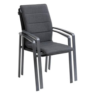 Fauteuil de jardin empilable "Diese" anthracite & graphite en aluminium traité époxy