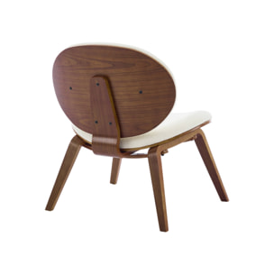 Fauteuil relax décor bois courbé placage effet noyer et bouclette texturée