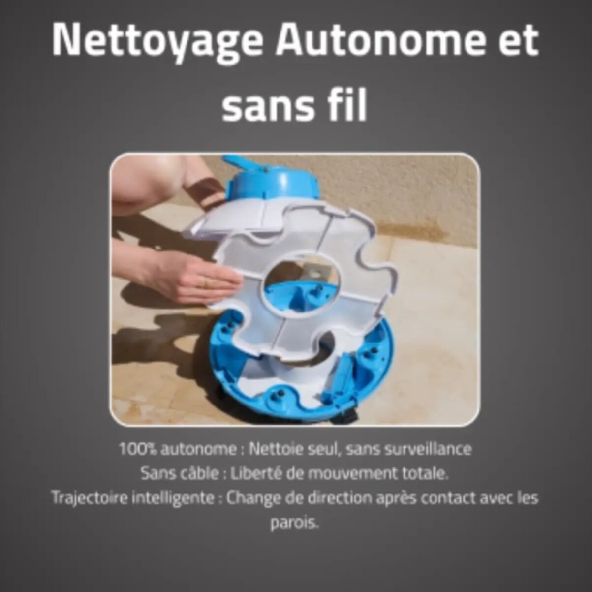 Bestway Robot piscine sans fil Frisbee bleu nettoyage fond plat 15 m² max