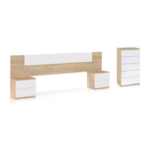 Dormitorio Akari 5C Blanco Artik (Blanco Mate) - Roble Canadian