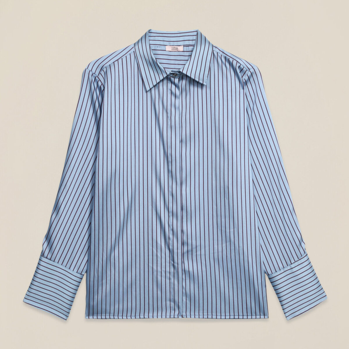 Oltre - Camisa de satén a rayas - Light - blue