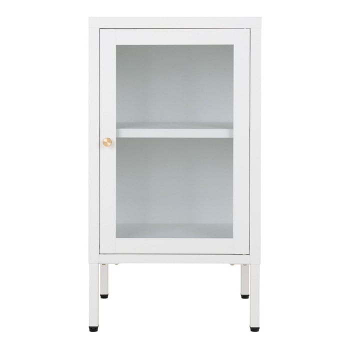 Armadietto Dalby in acciaio e vetro bianco 38x35x70 cm