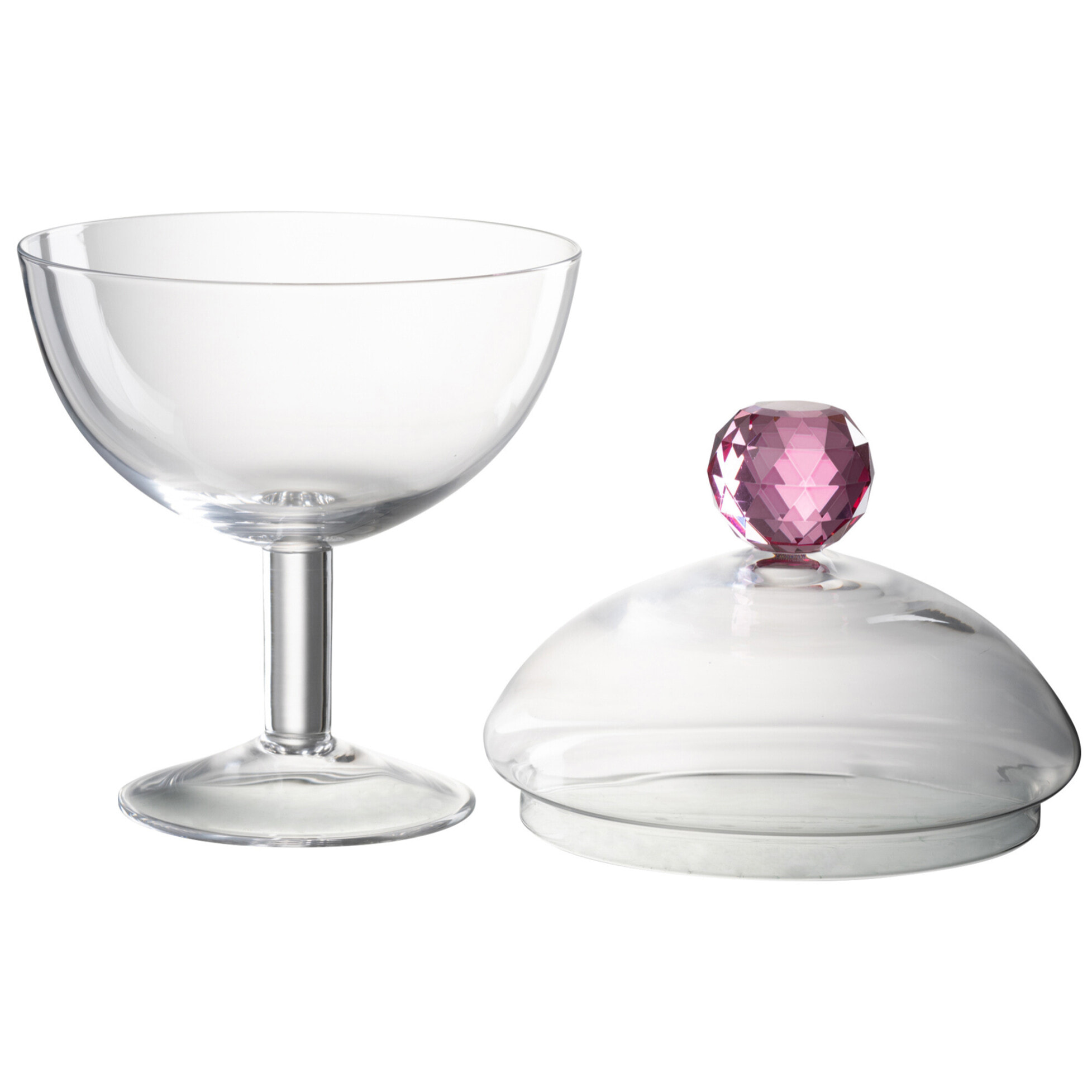 J-Line pot de conservation Diamond Cristal - verre - transparent/rose - large