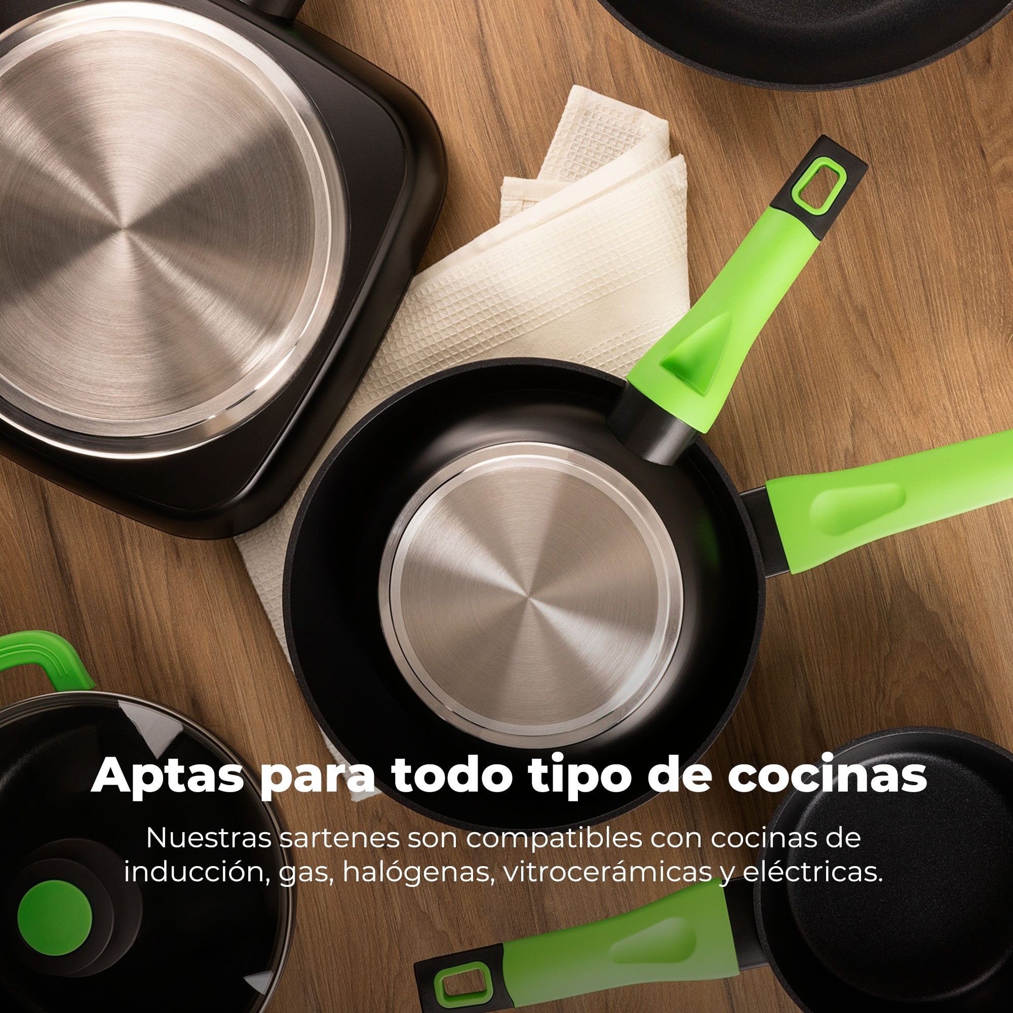 Sartén wok san ignacio vitoria de aluminio forjado en color negro apta para induccion ø28 x 5,4 cm