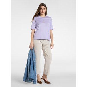 Elena Mirò - Camiseta de algodón con libélulas - Violeta