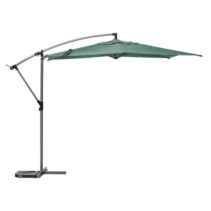 Parasol déporté rond "Manoa" vert olive & gris quartz 3m en aluminium traité époxy