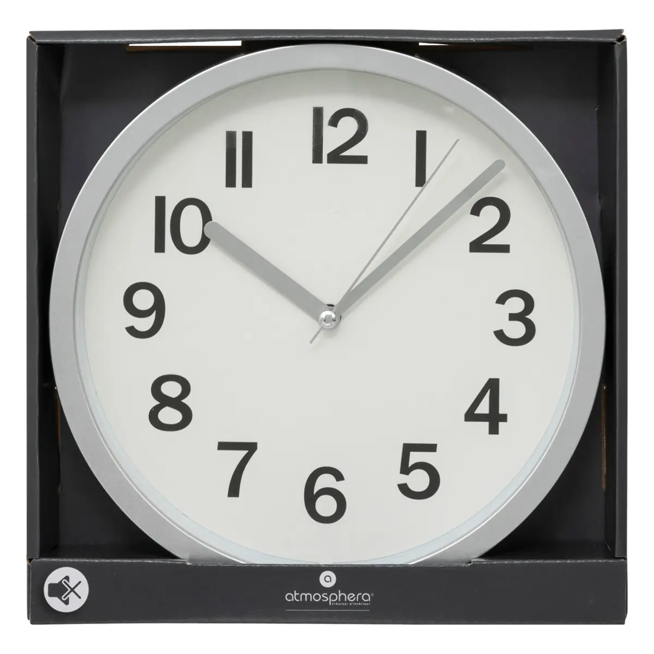 Horloge plastique gris D22cm