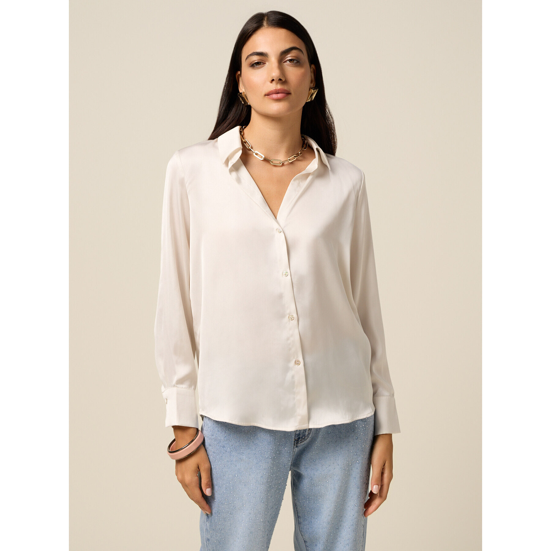 Oltre - Camicia in raso - Bianco