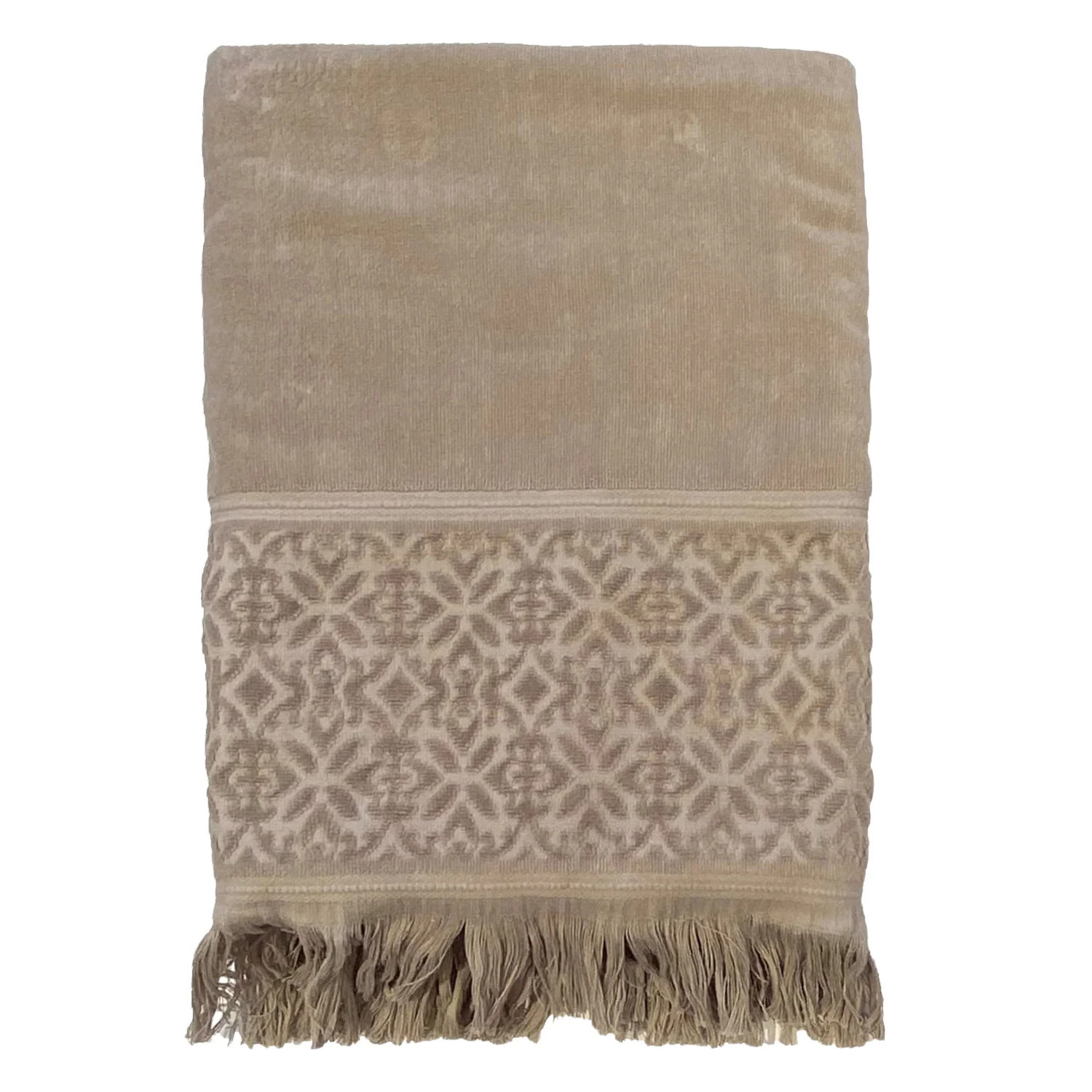 Serviette de bain éponge velours unie Romance Taupe 90x170 460g/m²