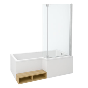 Pack baignoire bain douche 150 X 80 version droite Neo + pare bain chromé + tablier