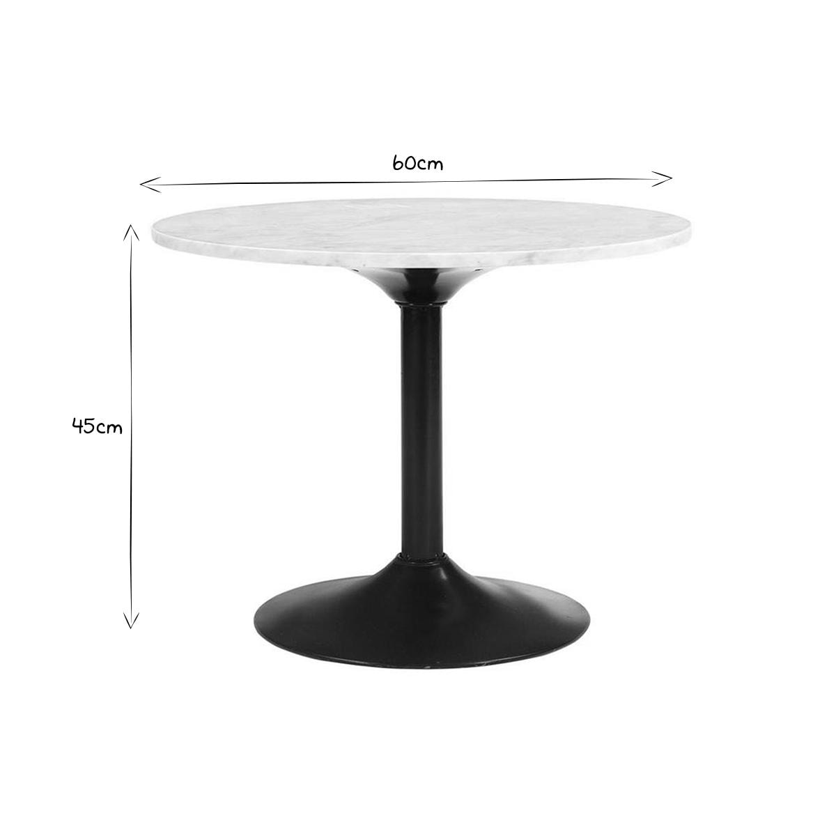 Table basse en marbre et métal noir D60 cm COPEN