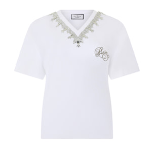 PHILIPP PLEIN Man Fit V-Neck T-Shirt Crystals