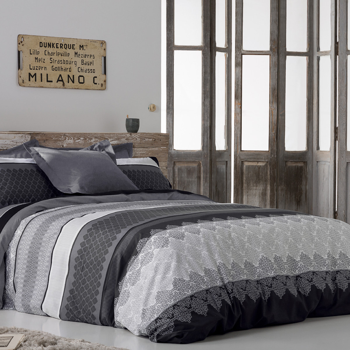 Funda nórdica 100% algodón MARBLE negro/gris - varias medidas disponibles -