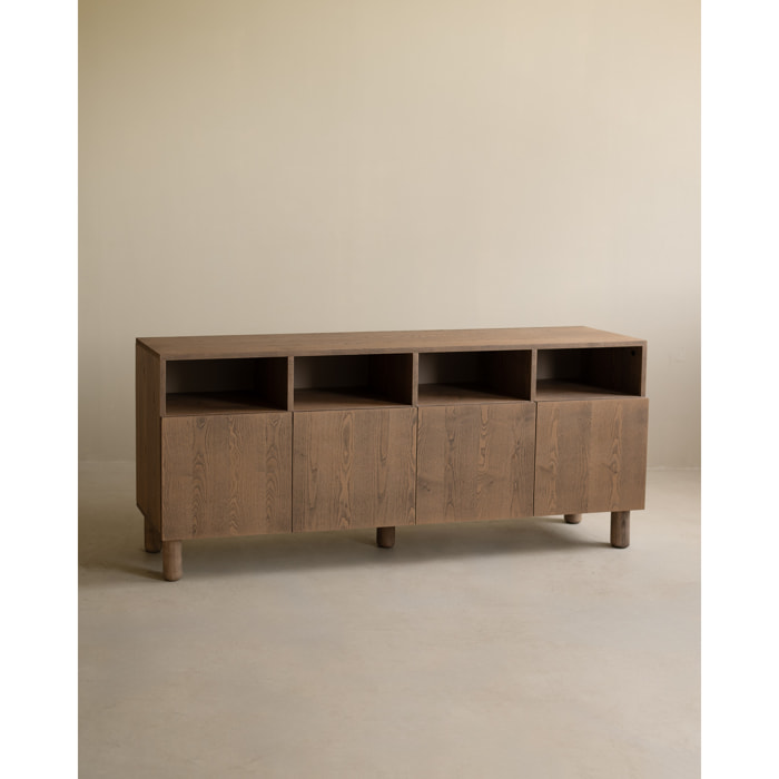 Buffet avec 4 portes en bois de placage de frêne naturel en teinte noisette de 176x40cm Hauteur: 75 Longueur: 176 Largeur: 40