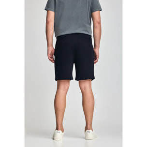 Bermuda Jonas azul oscuro de algodón y patrón relaxed fit con parche en sarga engomado Polo Club