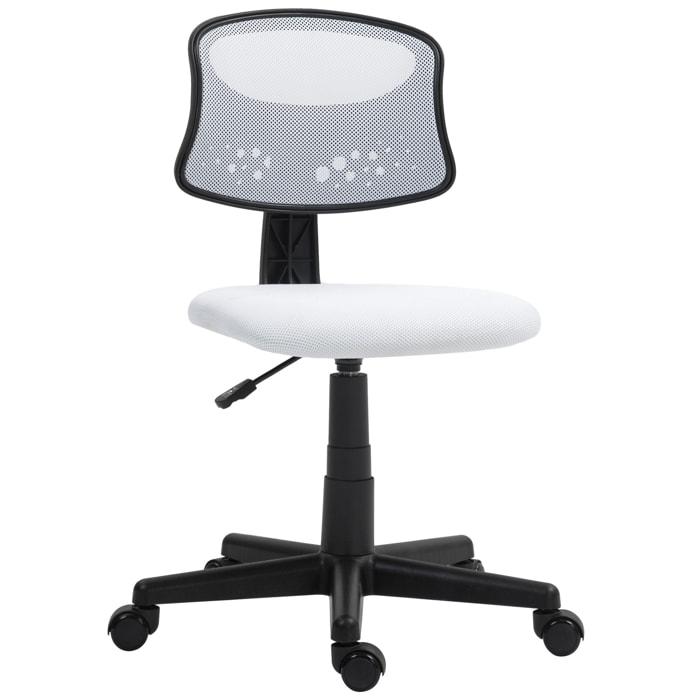 Silla de Oficina sin Brazos Silla de Escritorio Giratoria con Respaldo de Malla Transpirable Altura Ajustable Silla de Despacho Carga 120 kg Blanco