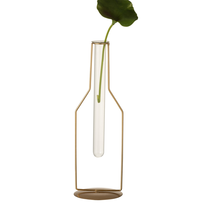 J-Line vase 1 Tube Bouteille - métal/verre - or - large - 33 cm de hauteur