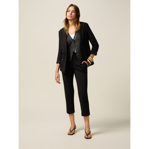 Oltre - Pantalones cropped de tejido crepé - Negro