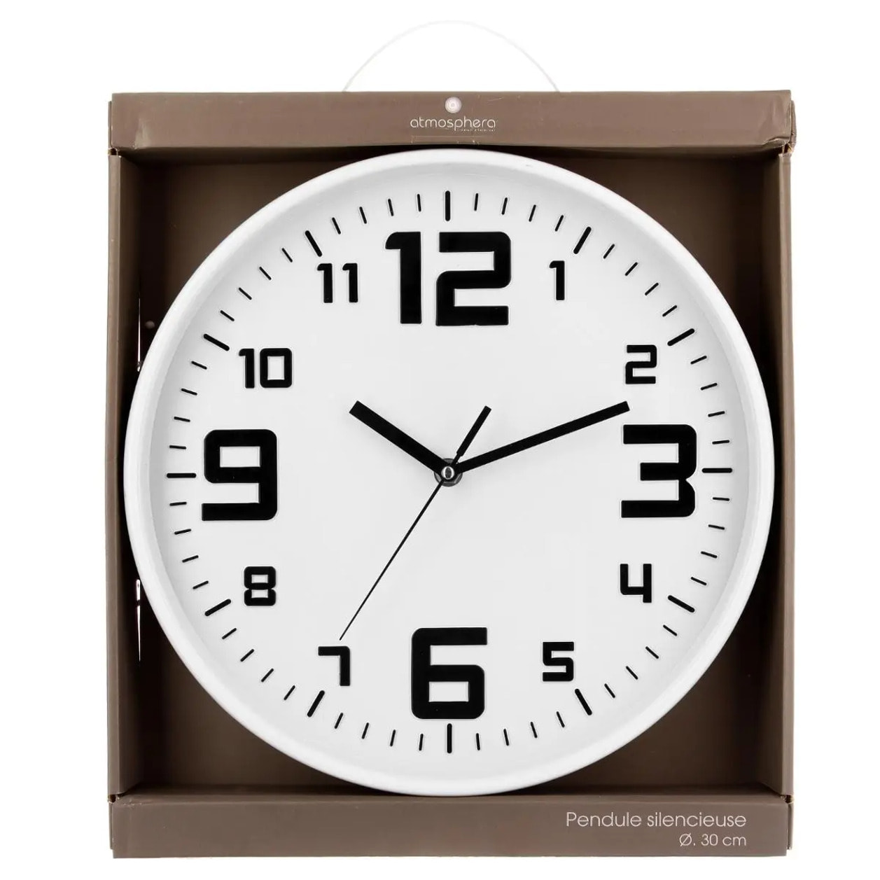 Horloge "Elian" en plastique blanc D30cm