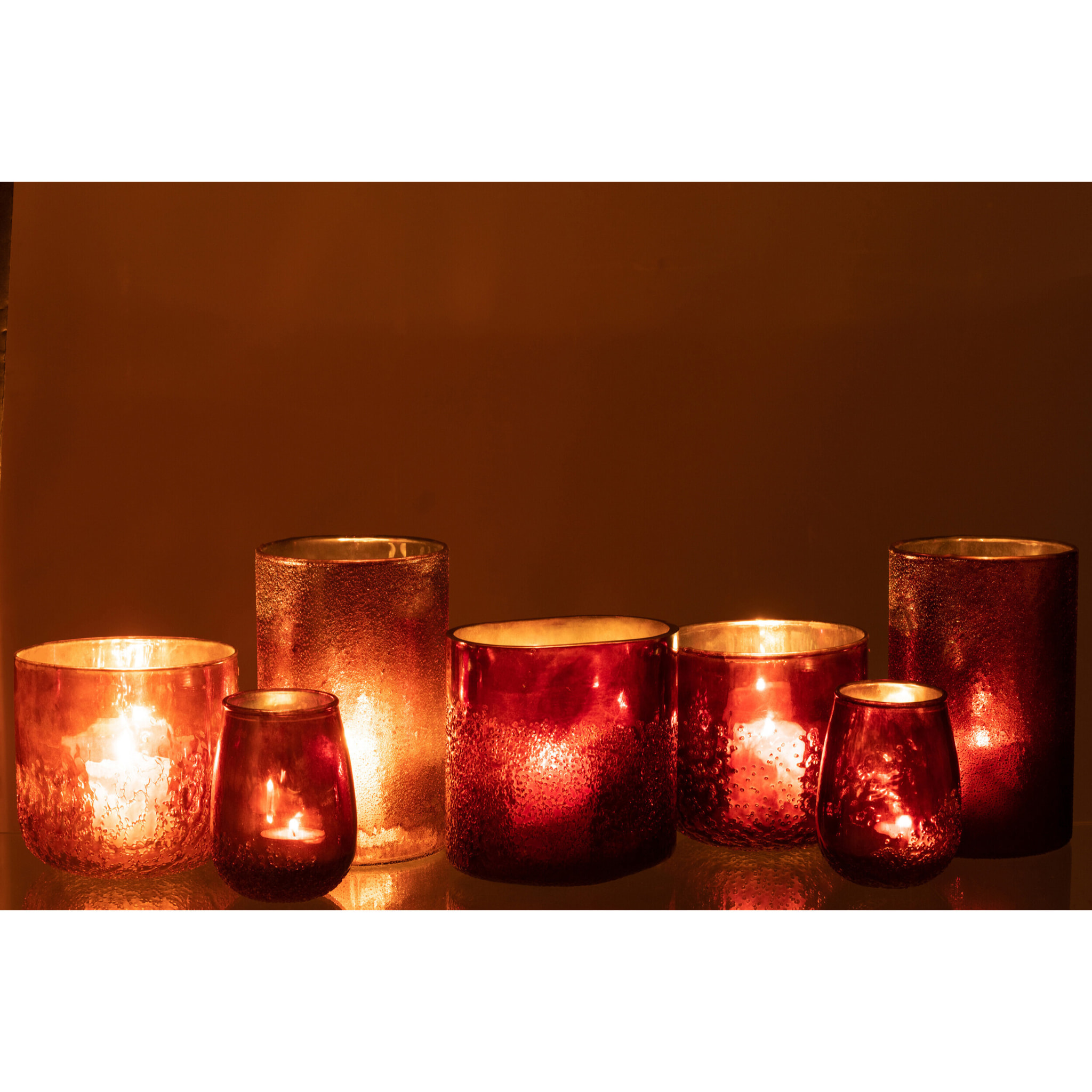 J-Line photophore Miroir - verre - cuivre/rouge - extra large