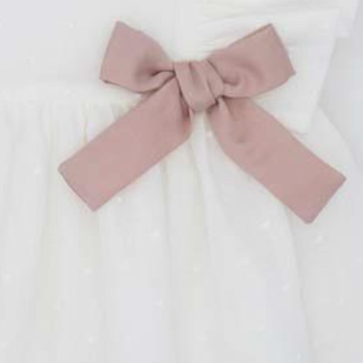 VESTIDO CEREMONIA MUSELINA BORDADA BLANCO
