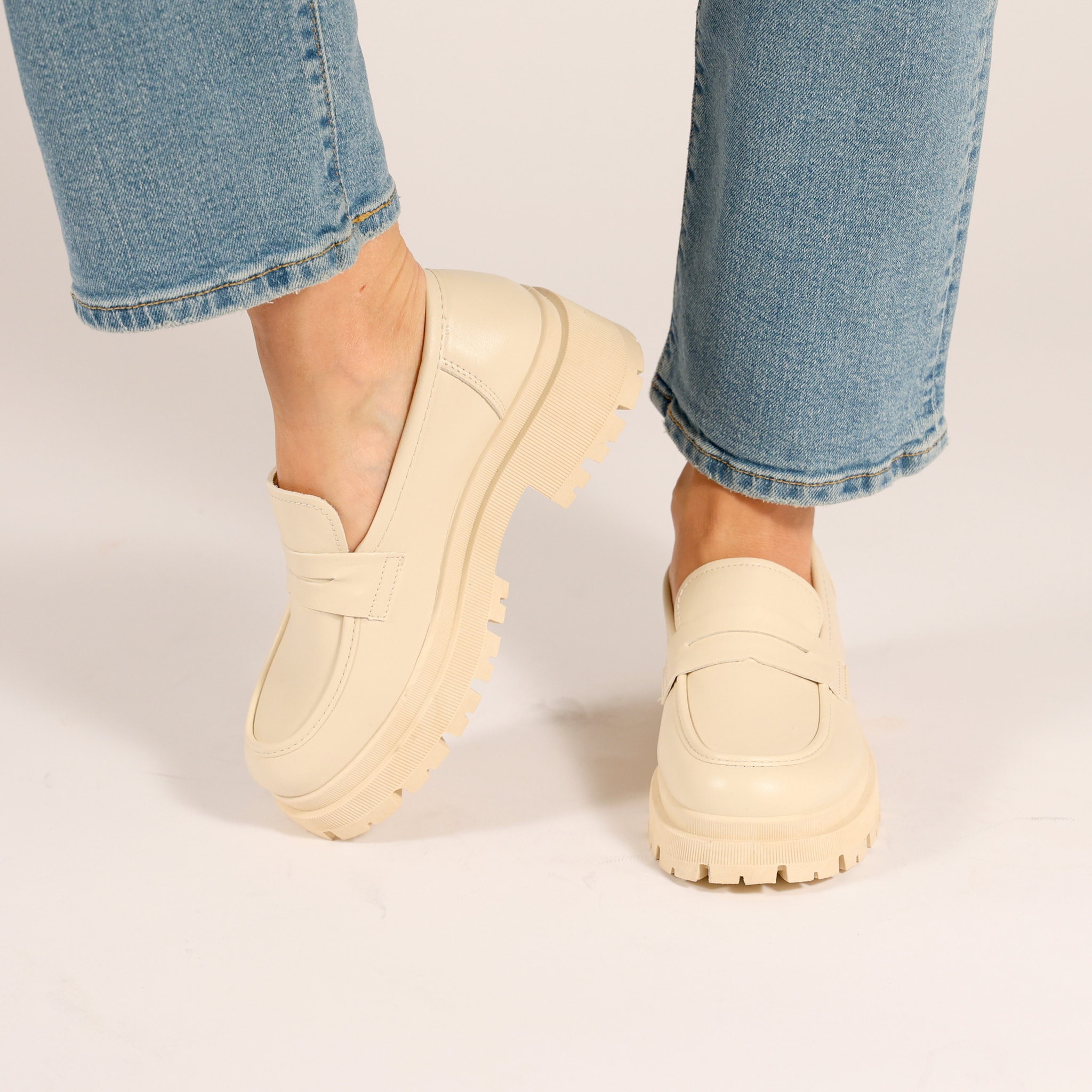 Mocassini platform in simil pelle