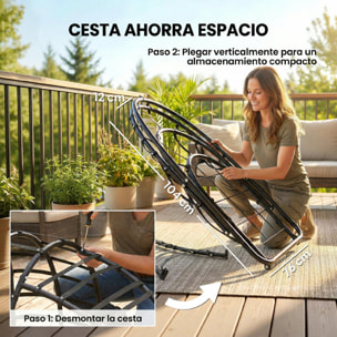 Silla Colgante Huevo con Soporte, Columpio de Jardín Exterior con Cesta Plegable, Reposacabezas, Cojín, Bolsillo Lateral, Columpio Colgante para Interior y Exterior, Carga 120 kg, Gris Oscuro