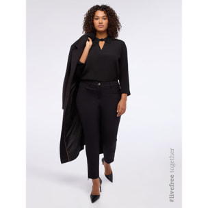 Fiorella Rubino - Camiseta bimatérica con cuello precioso - Negro