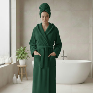CASA MATTA Accappatoio con Cappuccio in Spugna di Puro Cotone 380 gr_Evergreen_M