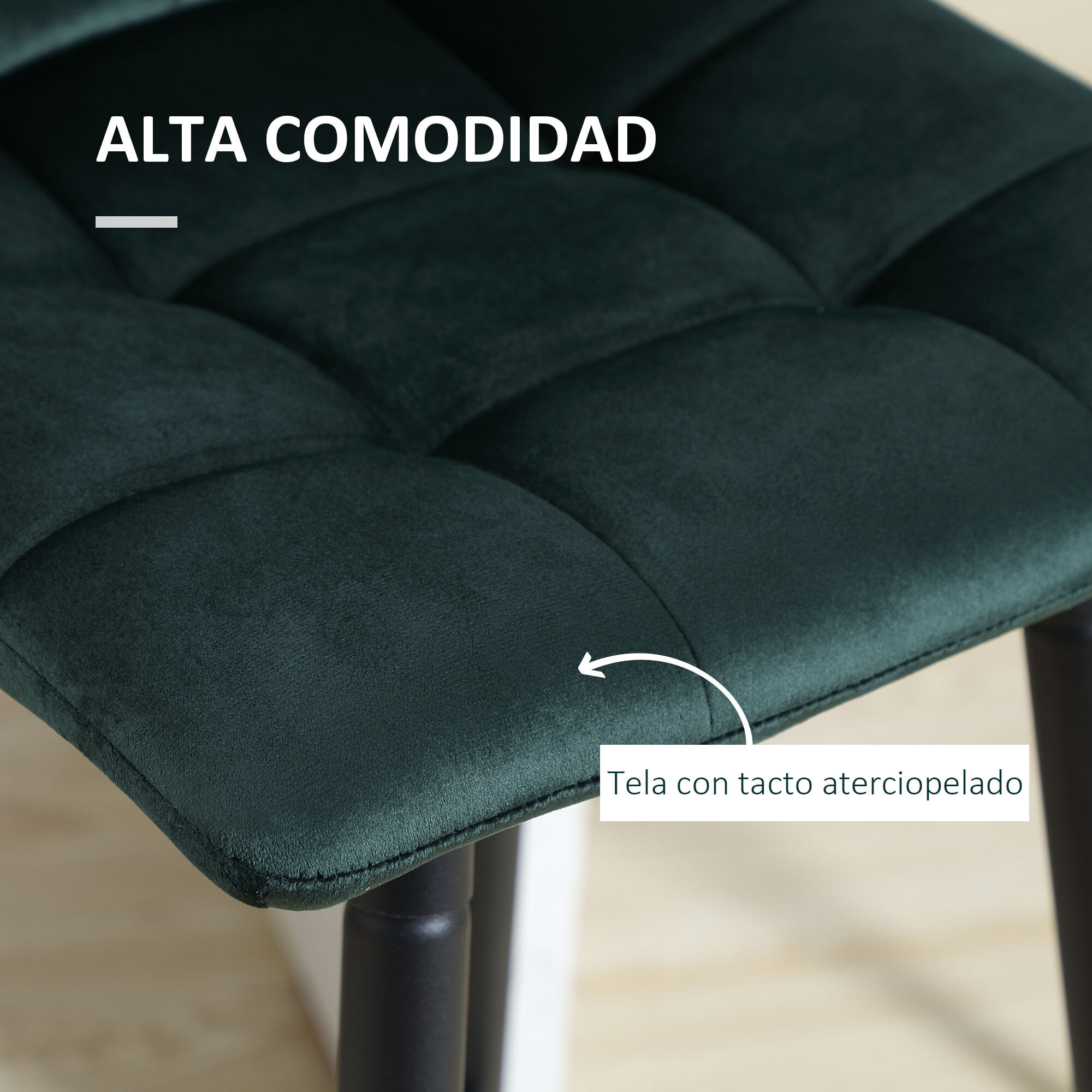 Juego de 2 Taburetes Altos de Cocina, Taburetes de Bar Tapizados en Terciopelo, con Reposapiés y Respaldo, Estructura de Acero, para Comedor, Mostrador, Verde