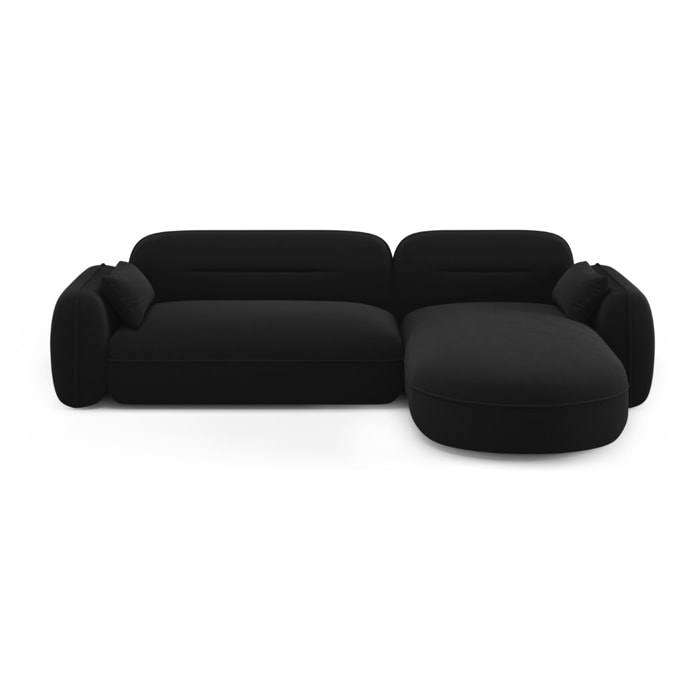 Canapé d'angle droit modulable "Sydney" 4 places en velours noir