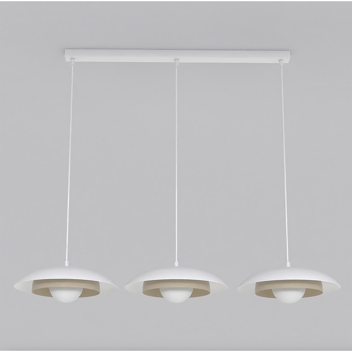 Lampada a sospensione SKIN a tre luci bianca e moka