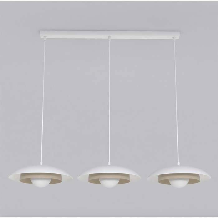 Lampada a sospensione SKIN a tre luci bianca e moka