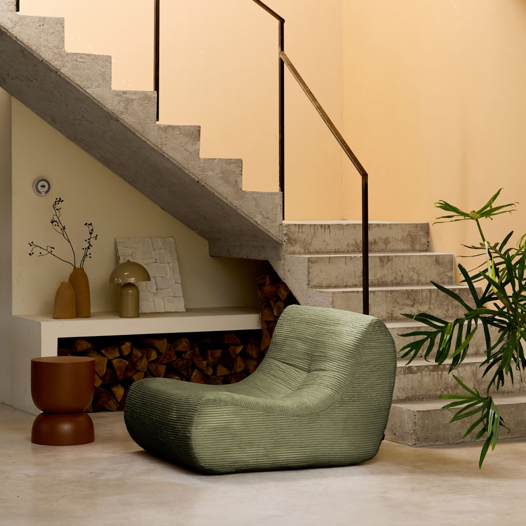 Chauffeuse velours côtelé 1 place kaki L 91 x P 105 x H 72 cm - SOKOL