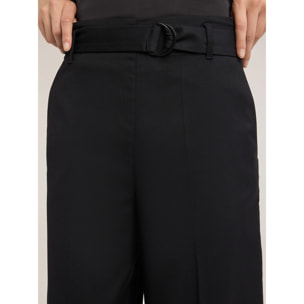 Motivi - Pantaloni palazzo in cady con cintura - Nero