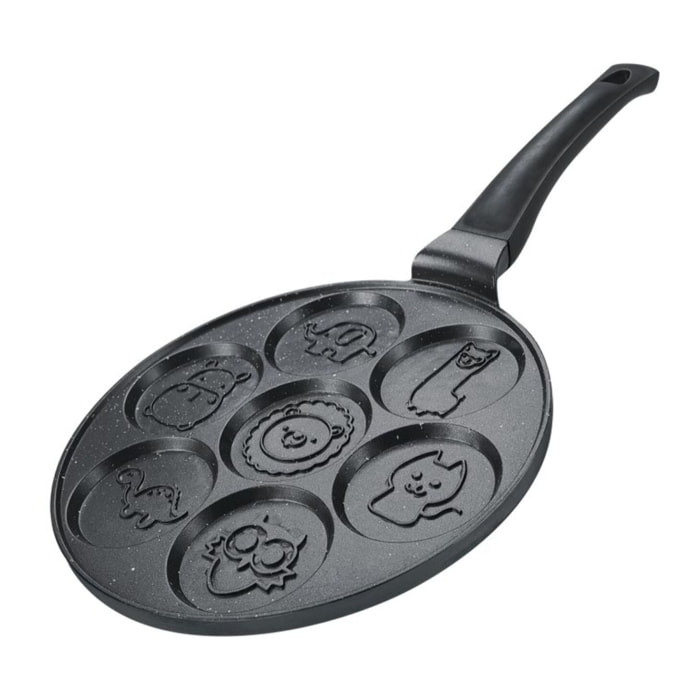 Poêle à crêpes et galettes avec 7 motifs animaux 26cm Herzberg HGCP267ANL