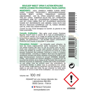 PEDIAKID - Bouclier Insect'- Spray Répulsif aux Huiles Essentielles - Contre les moustiques, tiques et guêpes - Dès 3 mois - Lot de 3 Flacons 100ml