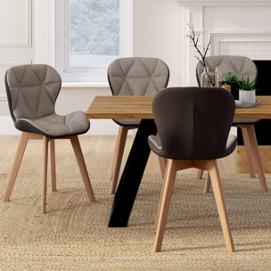 Chaises Gladys en tissu et pieds bois - Taupe /  Marron